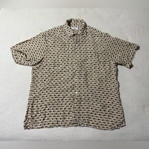 Brioni Italy Men's Large Shirt Abstract‎ Geometric Rayon Multicolor